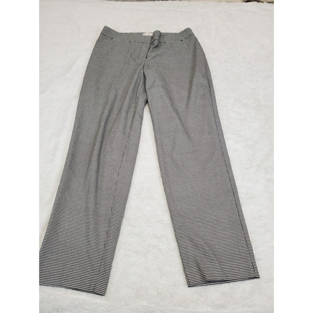 Talbots White Black Herringbone Classic Tapered Pants 8 Office Academia Work